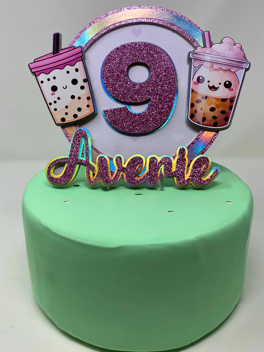 Bubble Tea Princess Cake Topper